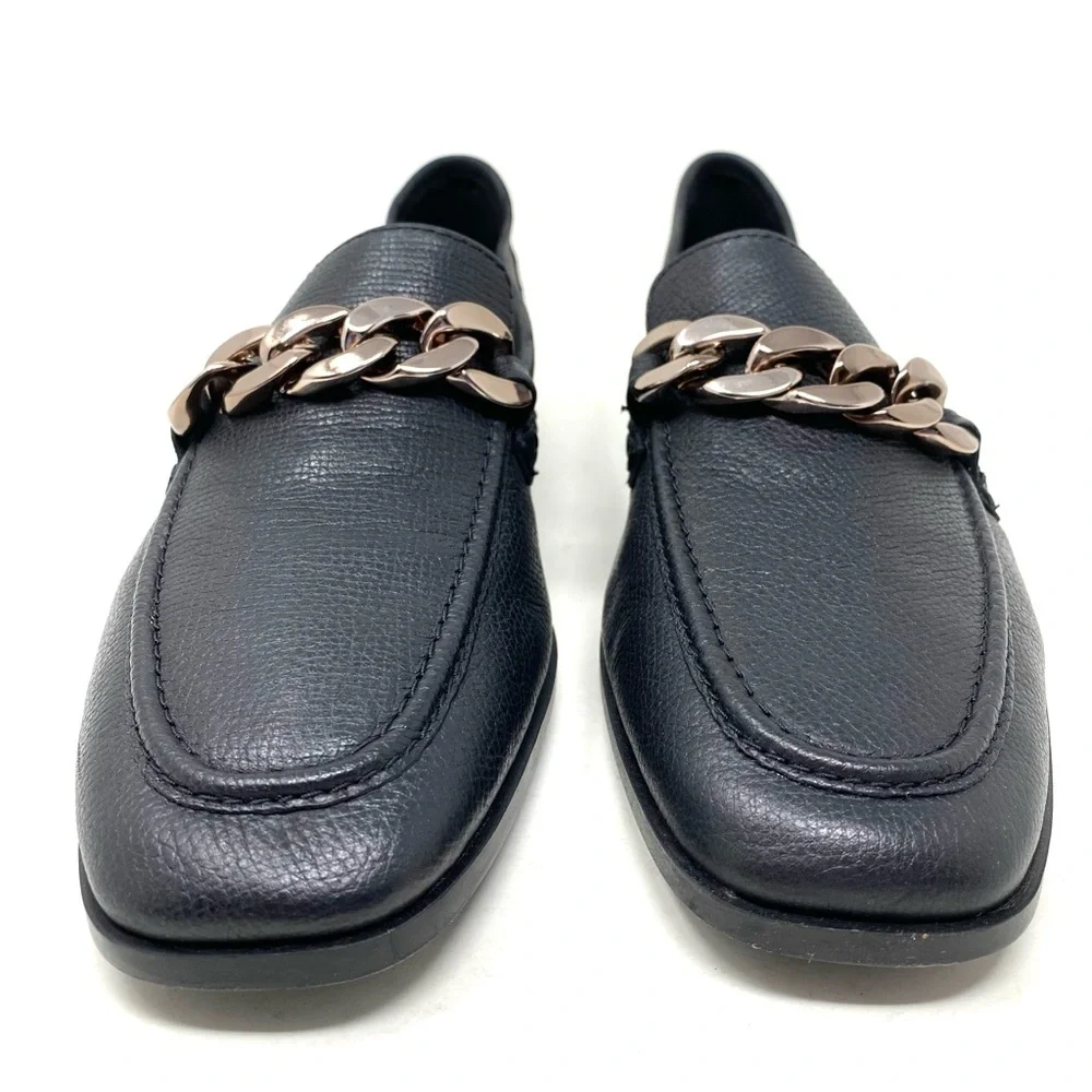 Clarks Sarafyna Iris Black Leather Chain Loafer Comfort Contour Cushion